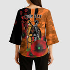 Wests Tigers ANZAC Personalised Kimono Sleeve Blouse Lest We Forget Poppy Camo