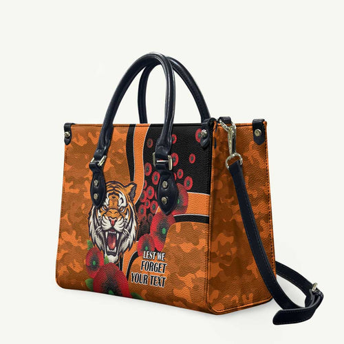 Wests Tigers ANZAC Personalised Leather Bag Lest We Forget Poppy Camo