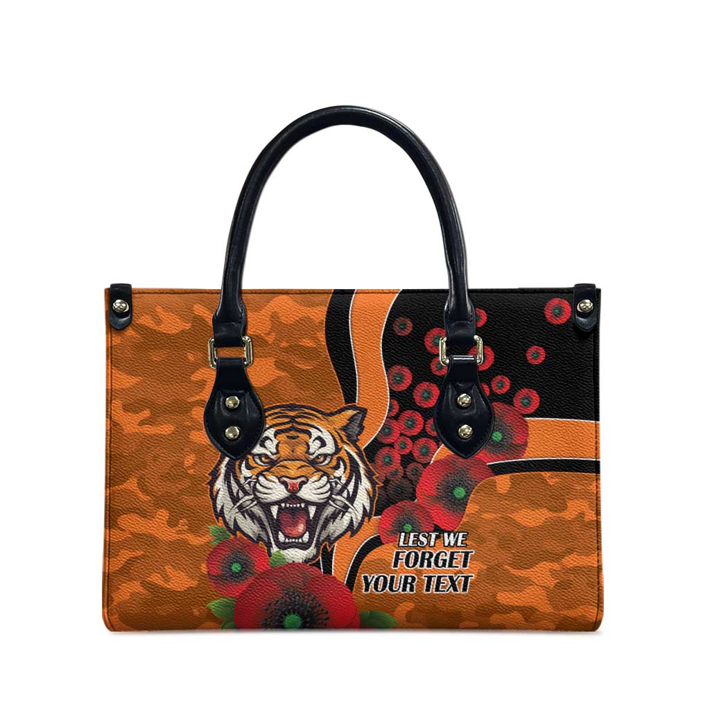 Wests Tigers ANZAC Personalised Leather Bag Lest We Forget Poppy Camo