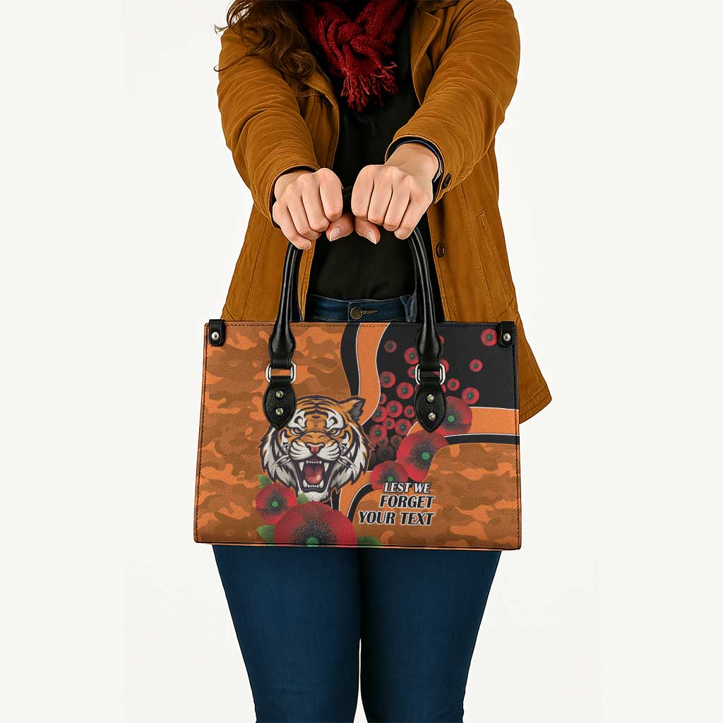 Wests Tigers ANZAC Personalised Leather Bag Lest We Forget Poppy Camo