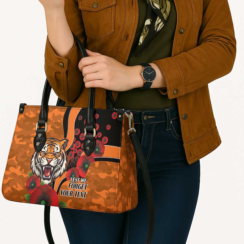 Wests Tigers ANZAC Personalised Leather Bag Lest We Forget Poppy Camo