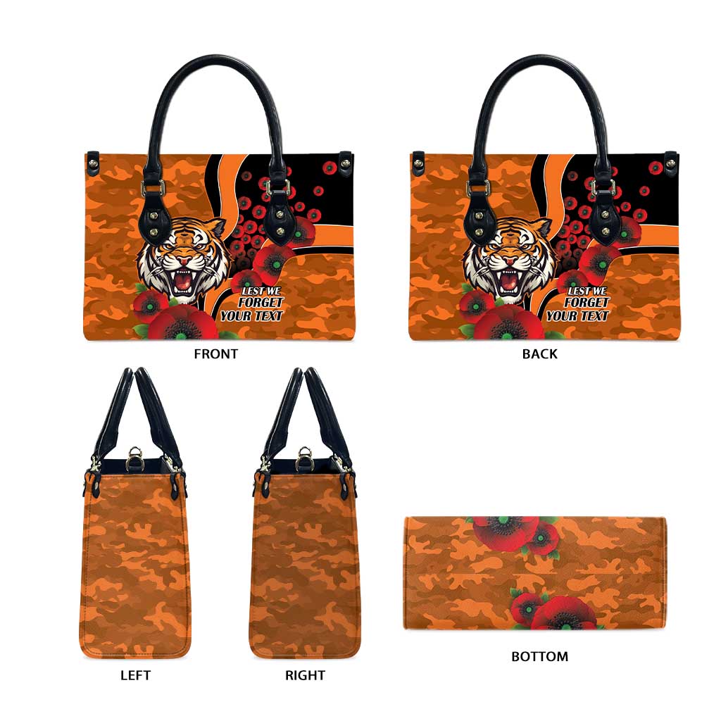 Wests Tigers ANZAC Personalised Leather Bag Lest We Forget Poppy Camo
