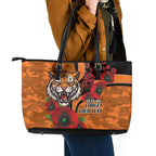 Wests Tigers ANZAC Personalised Leather Tote Bag Lest We Forget Poppy Camo