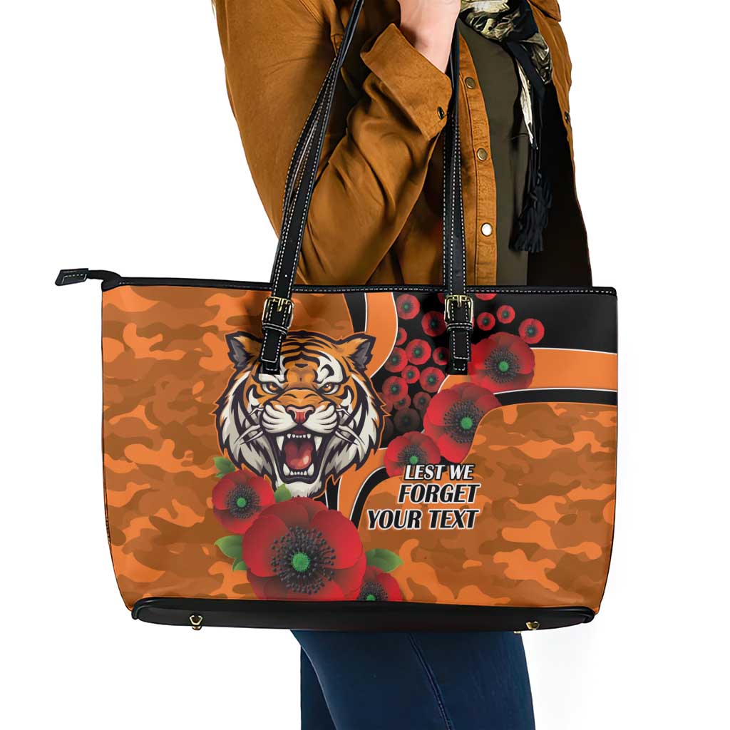 Wests Tigers ANZAC Personalised Leather Tote Bag Lest We Forget Poppy Camo