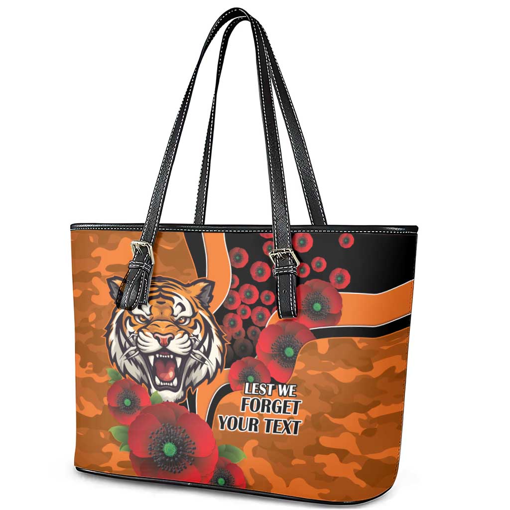 Wests Tigers ANZAC Personalised Leather Tote Bag Lest We Forget Poppy Camo
