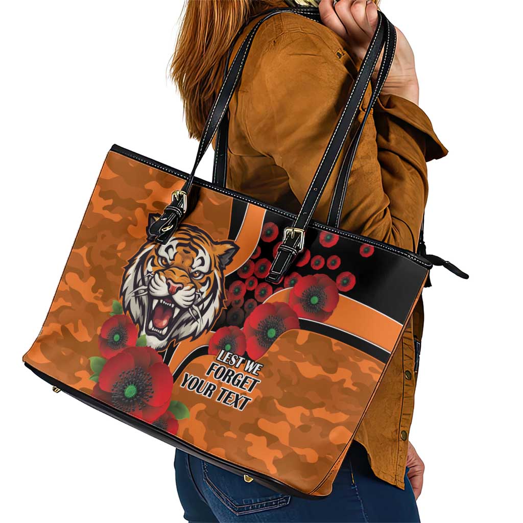 Wests Tigers ANZAC Personalised Leather Tote Bag Lest We Forget Poppy Camo