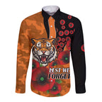 Wests Tigers ANZAC Personalised Long Sleeve Button Shirt Lest We Forget Poppy Camo