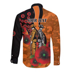 Wests Tigers ANZAC Personalised Long Sleeve Button Shirt Lest We Forget Poppy Camo
