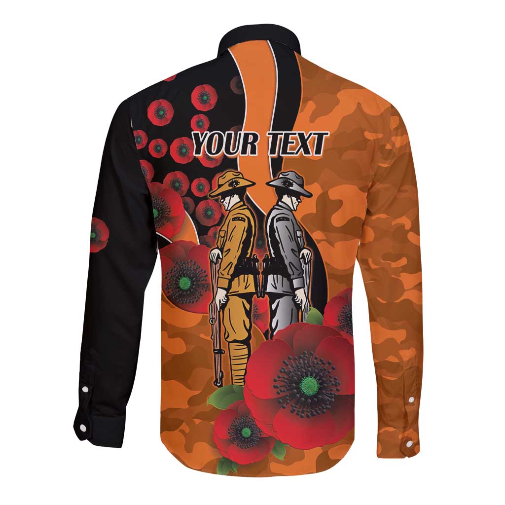 Wests Tigers ANZAC Personalised Long Sleeve Button Shirt Lest We Forget Poppy Camo