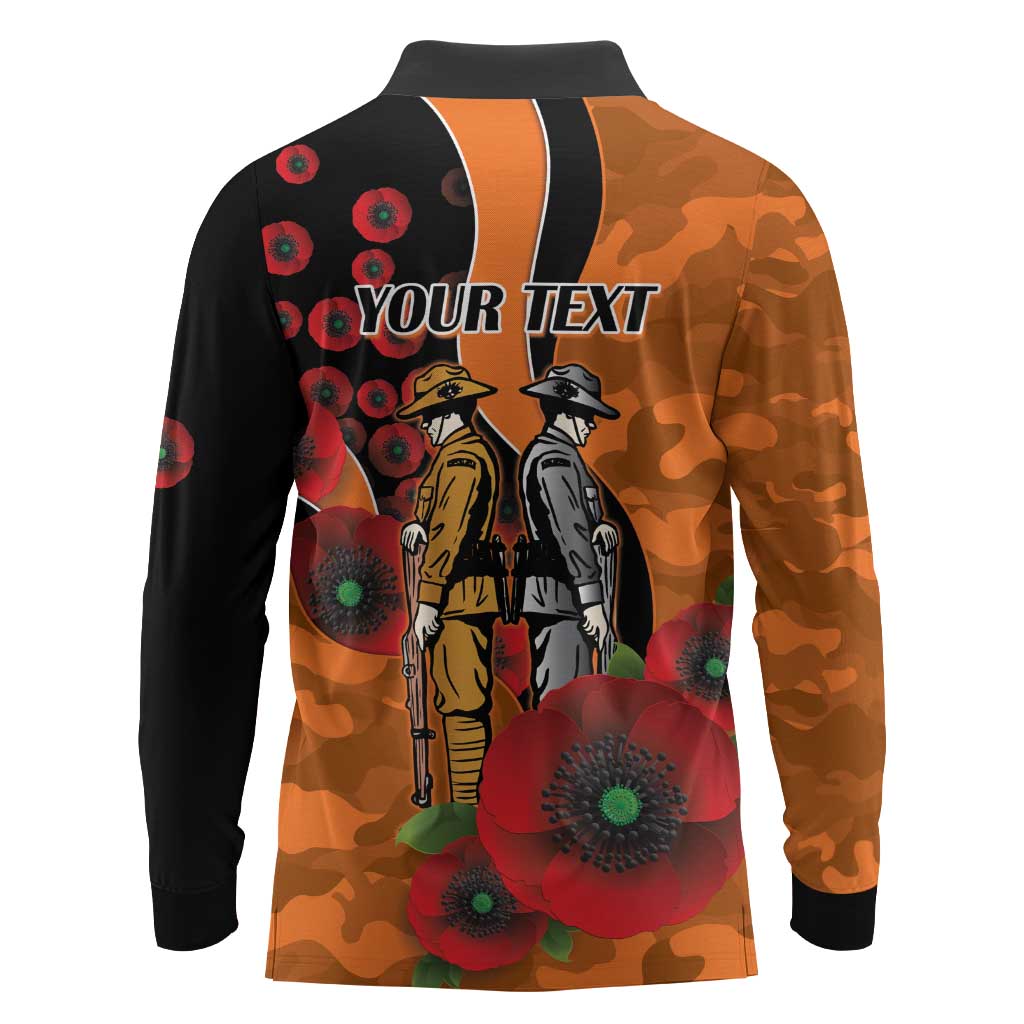 Wests Tigers ANZAC Personalised Long Sleeve Polo Shirt Lest We Forget Poppy Camo