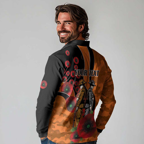Wests Tigers ANZAC Personalised Long Sleeve Polo Shirt Lest We Forget Poppy Camo