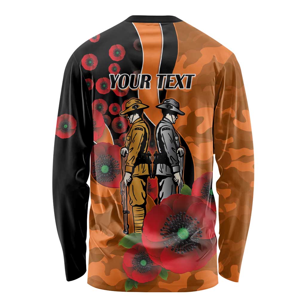 Wests Tigers ANZAC Personalised Long Sleeve Shirt Lest We Forget Poppy Camo