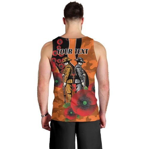 Wests Tigers ANZAC Personalised Men Tank Top Lest We Forget Poppy Camo