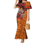 Wests Tigers ANZAC Personalised Mermaid Dress Lest We Forget Poppy Camo
