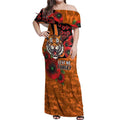 Wests Tigers ANZAC Personalised Off Shoulder Maxi Dress Lest We Forget Poppy Camo