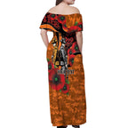 Wests Tigers ANZAC Personalised Off Shoulder Maxi Dress Lest We Forget Poppy Camo