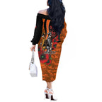 Wests Tigers ANZAC Personalised Off The Shoulder Long Sleeve Dress Lest We Forget Poppy Camo