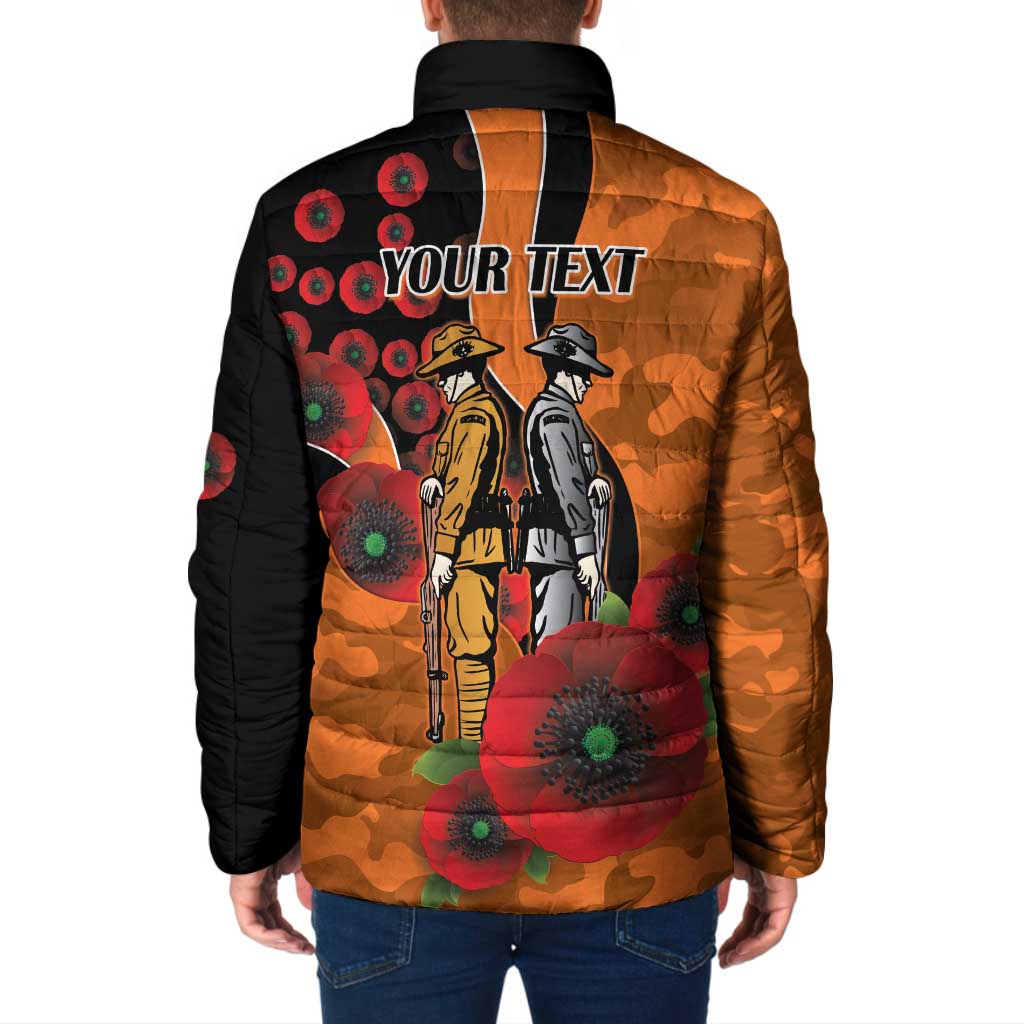 Wests Tigers ANZAC Personalised Padded Jacket Lest We Forget Poppy Camo