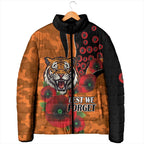 Wests Tigers ANZAC Personalised Padded Jacket Lest We Forget Poppy Camo