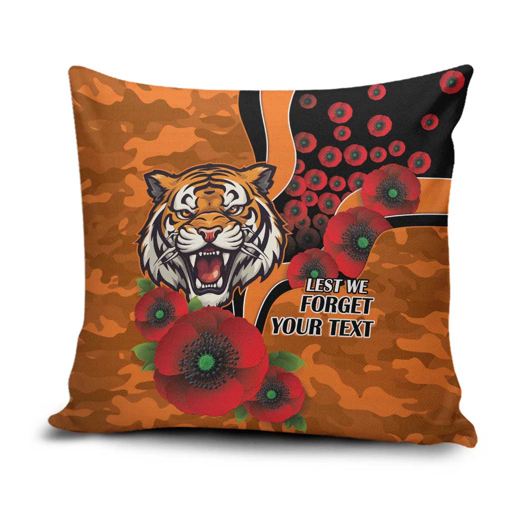 Wests Tigers ANZAC Personalised Pillow Cover Lest We Forget Poppy Camo