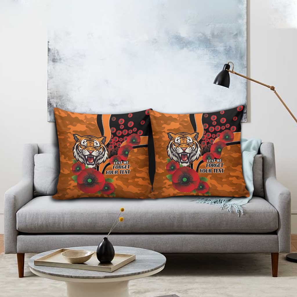 Wests Tigers ANZAC Personalised Pillow Cover Lest We Forget Poppy Camo