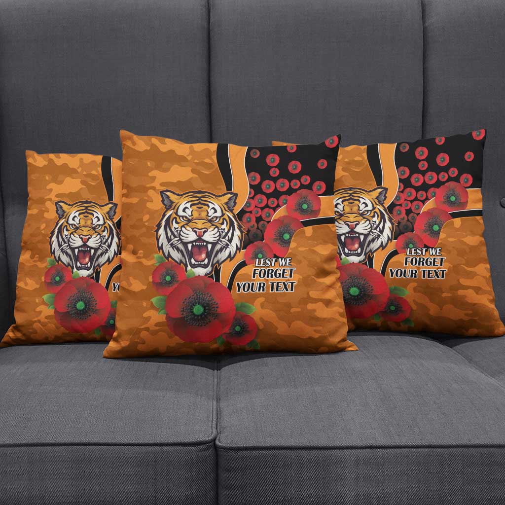 Wests Tigers ANZAC Personalised Pillow Cover Lest We Forget Poppy Camo