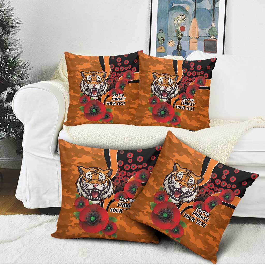 Wests Tigers ANZAC Personalised Pillow Cover Lest We Forget Poppy Camo