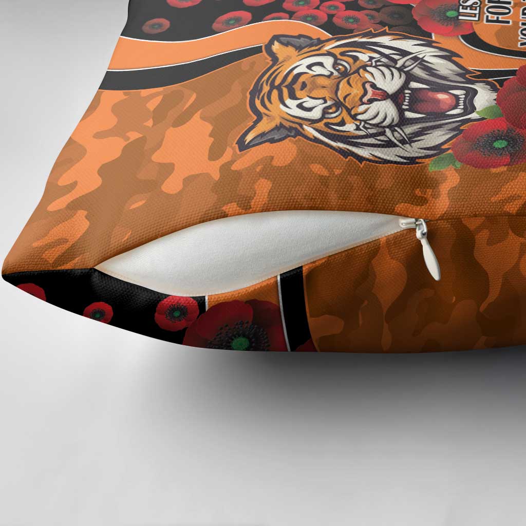Wests Tigers ANZAC Personalised Pillow Cover Lest We Forget Poppy Camo