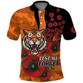 Wests Tigers ANZAC Personalised Polo Shirt Lest We Forget Poppy Camo