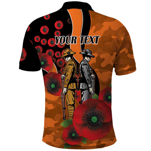 Wests Tigers ANZAC Personalised Polo Shirt Lest We Forget Poppy Camo