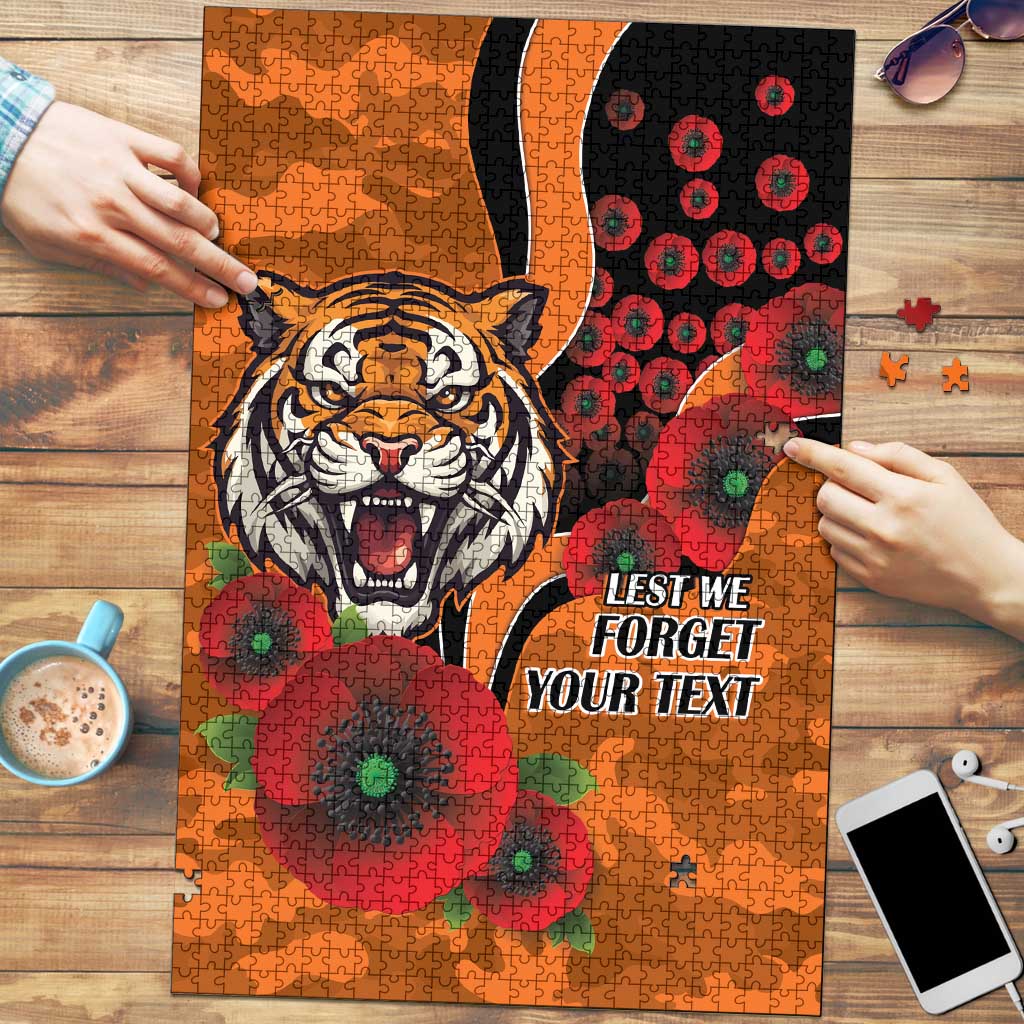 Wests Tigers ANZAC Personalised Puzzle Lest We Forget Poppy Camo