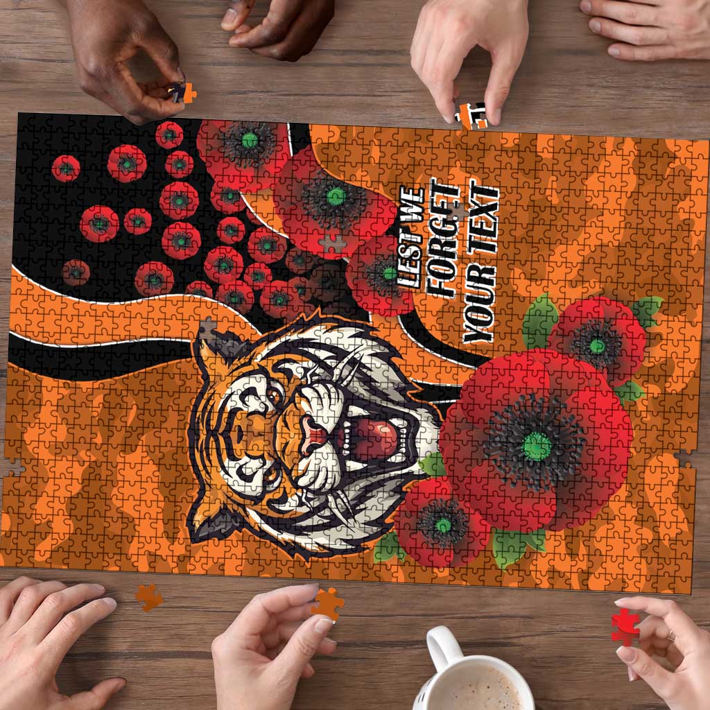 Wests Tigers ANZAC Personalised Puzzle Lest We Forget Poppy Camo