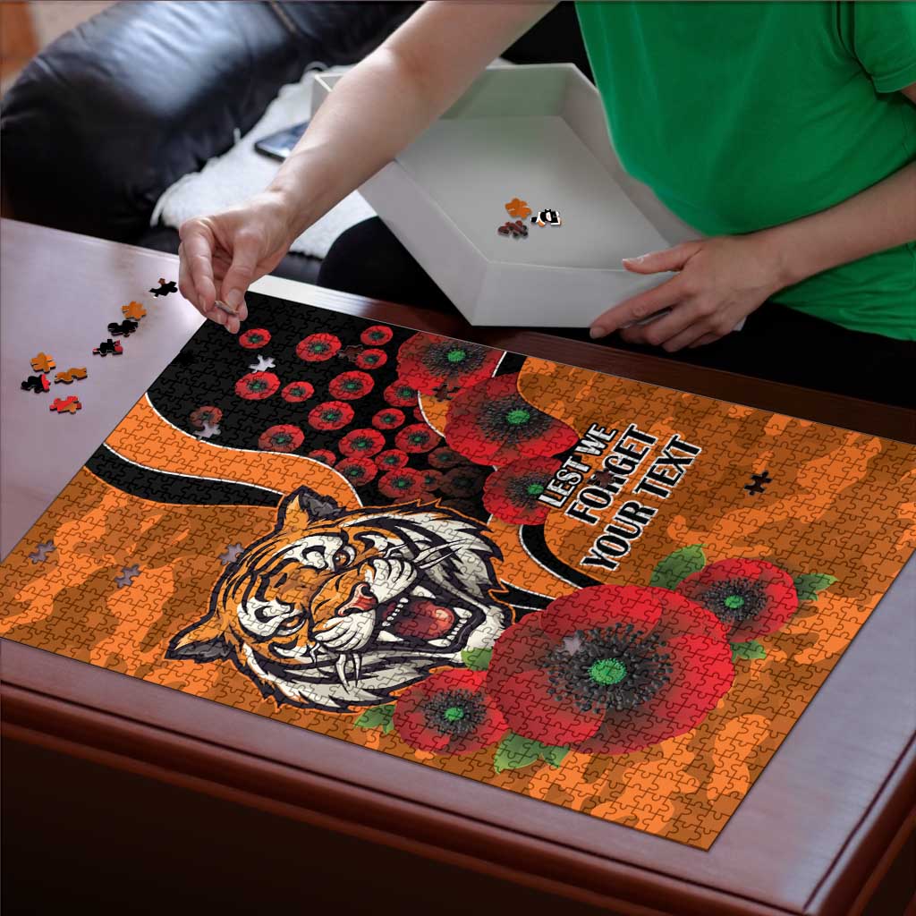 Wests Tigers ANZAC Personalised Puzzle Lest We Forget Poppy Camo