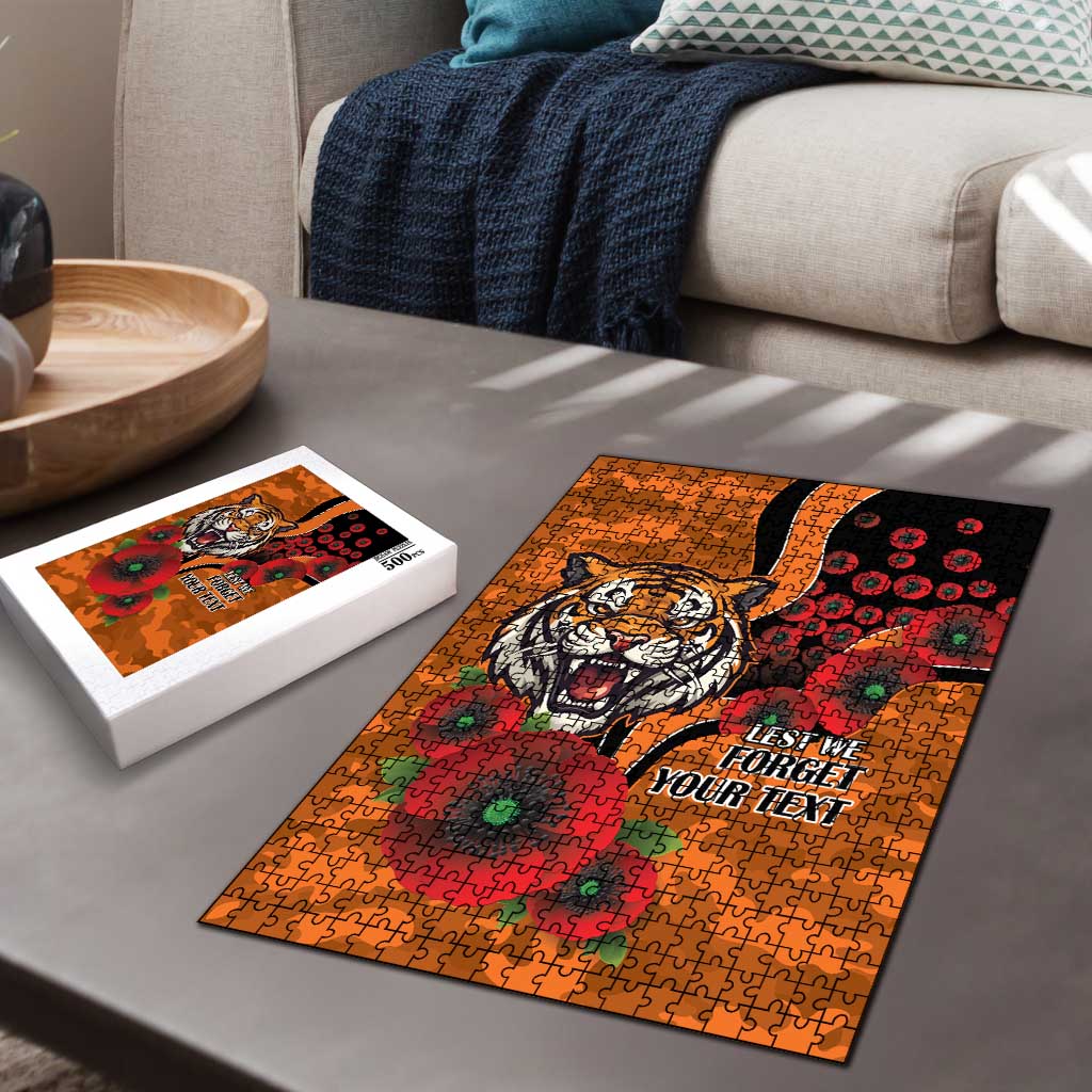 Wests Tigers ANZAC Personalised Puzzle Lest We Forget Poppy Camo