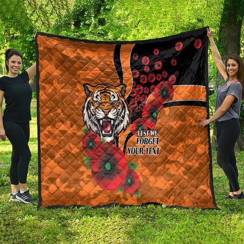Wests Tigers ANZAC Personalised Quilt Lest We Forget Poppy Camo