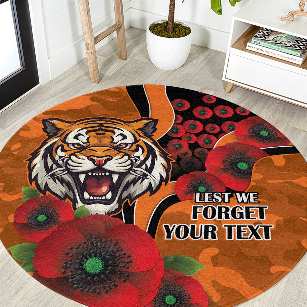 Wests Tigers ANZAC Personalised Round Carpet Lest We Forget Poppy Camo