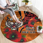 Wests Tigers ANZAC Personalised Round Carpet Lest We Forget Poppy Camo