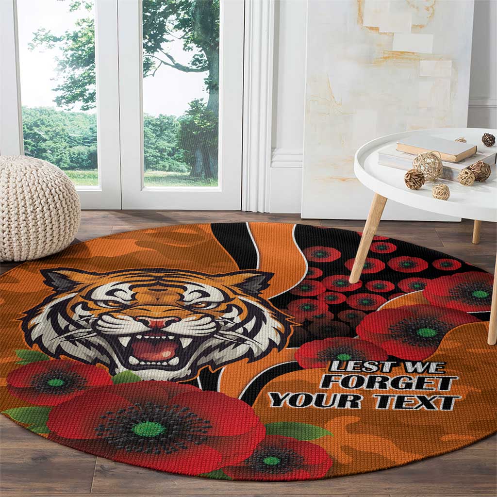 Wests Tigers ANZAC Personalised Round Carpet Lest We Forget Poppy Camo