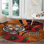 Wests Tigers ANZAC Personalised Round Carpet Lest We Forget Poppy Camo