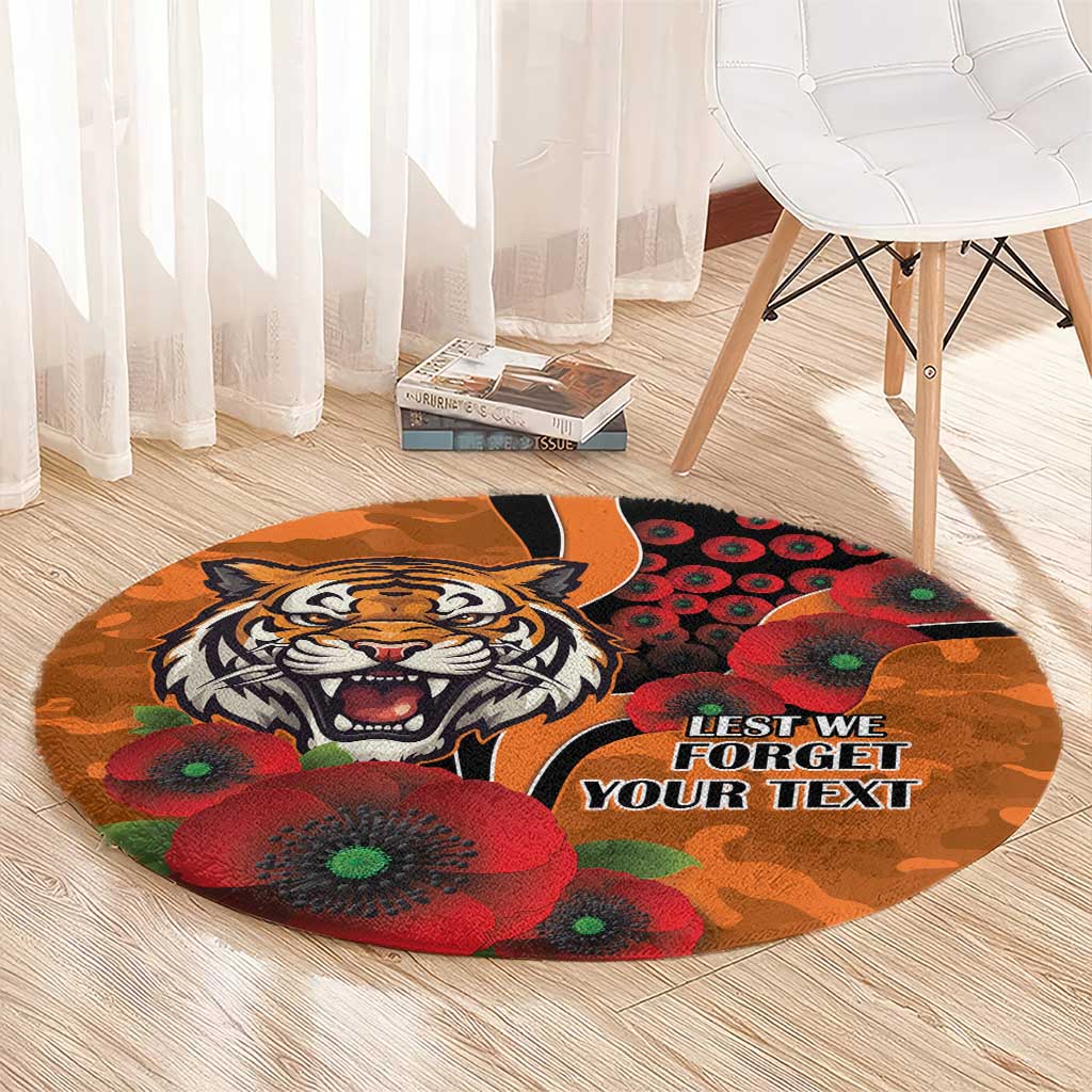 Wests Tigers ANZAC Personalised Round Carpet Lest We Forget Poppy Camo