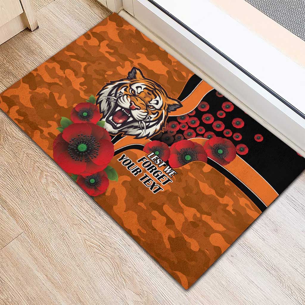 Wests Tigers ANZAC Personalised Rubber Doormat Lest We Forget Poppy Camo