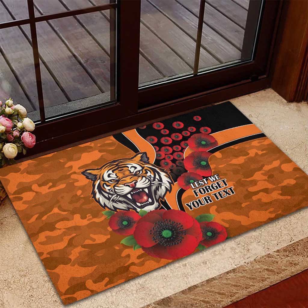 Wests Tigers ANZAC Personalised Rubber Doormat Lest We Forget Poppy Camo