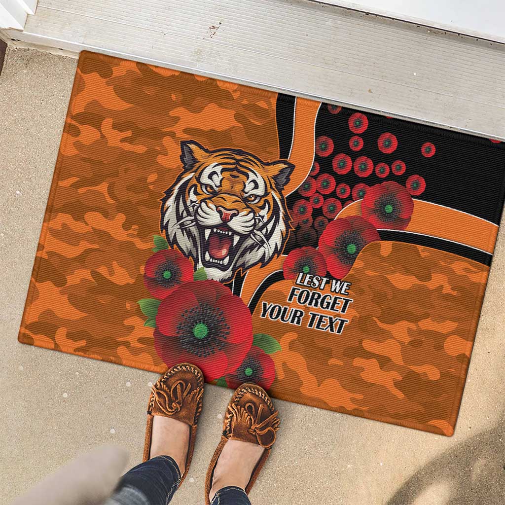 Wests Tigers ANZAC Personalised Rubber Doormat Lest We Forget Poppy Camo