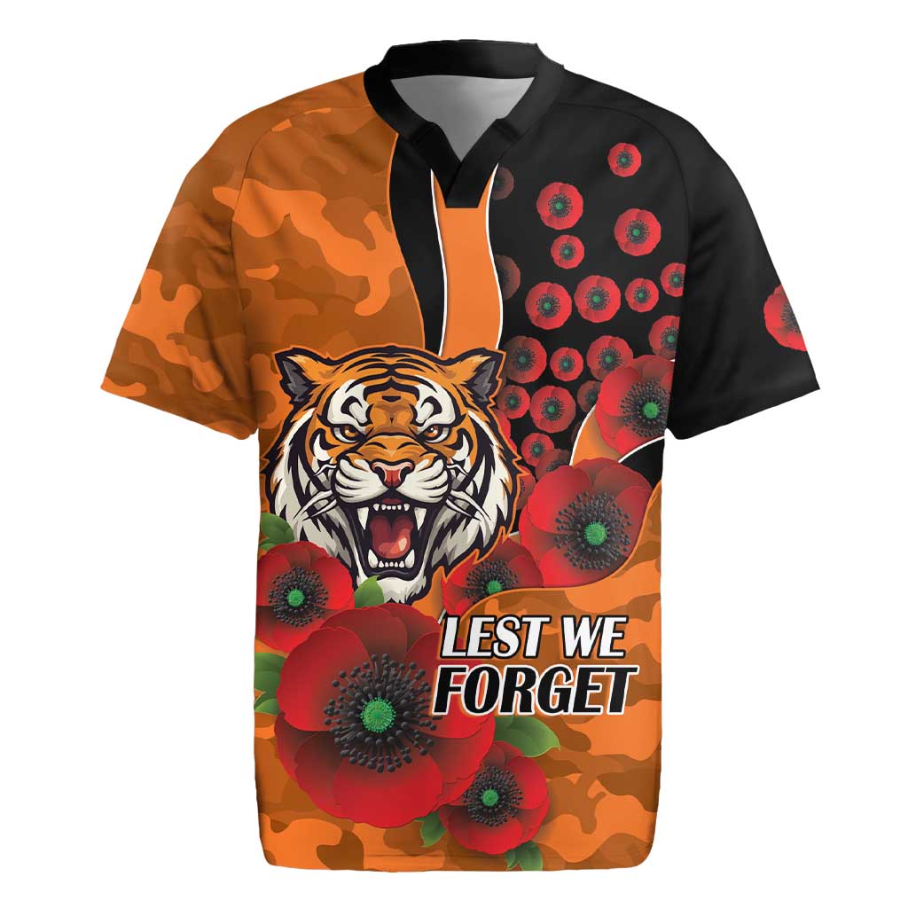 Wests Tigers ANZAC Personalised Rugby Jersey Lest We Forget Poppy Camo