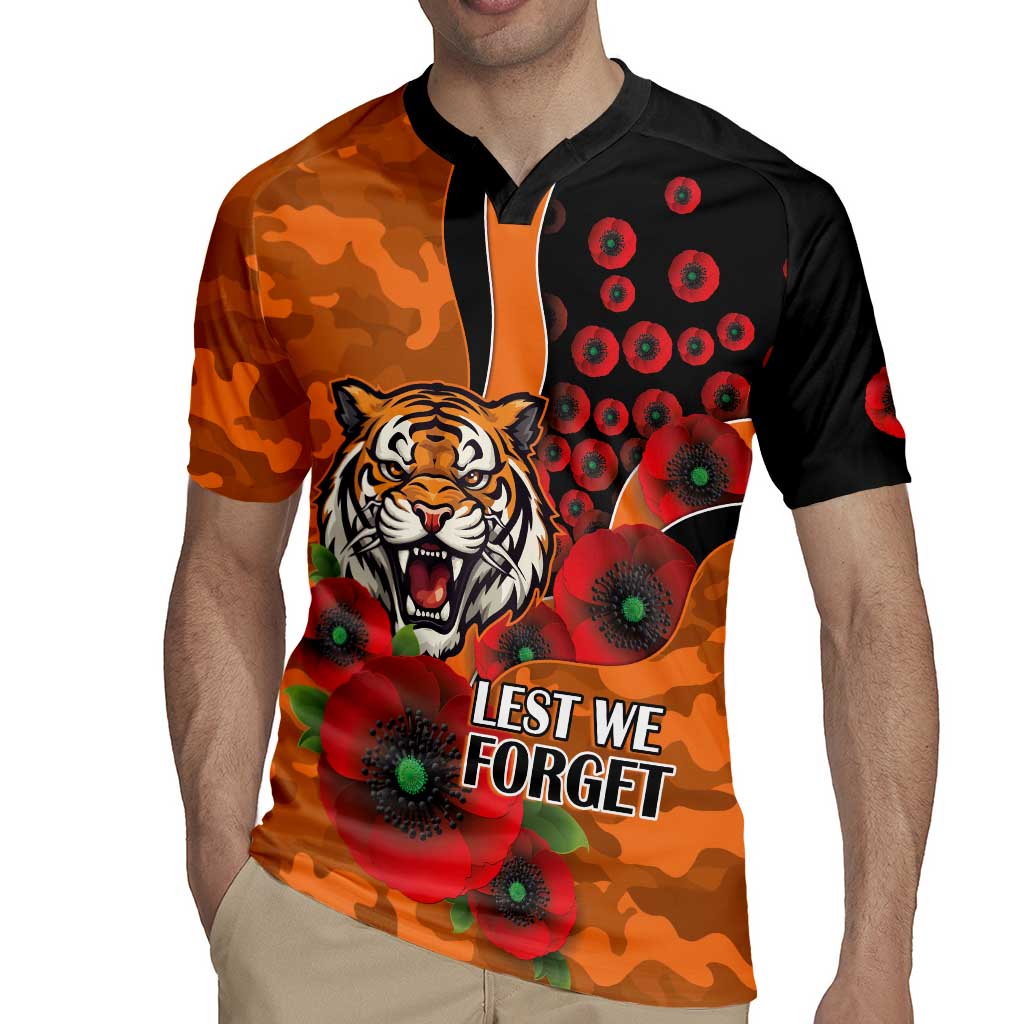 Wests Tigers ANZAC Personalised Rugby Jersey Lest We Forget Poppy Camo