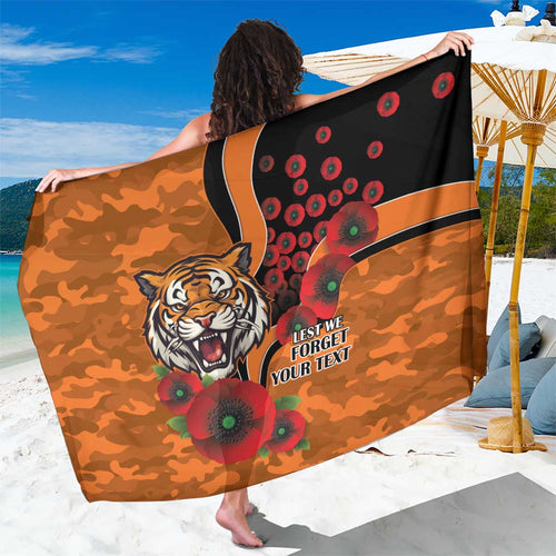 Wests Tigers ANZAC Personalised Sarong Lest We Forget Poppy Camo