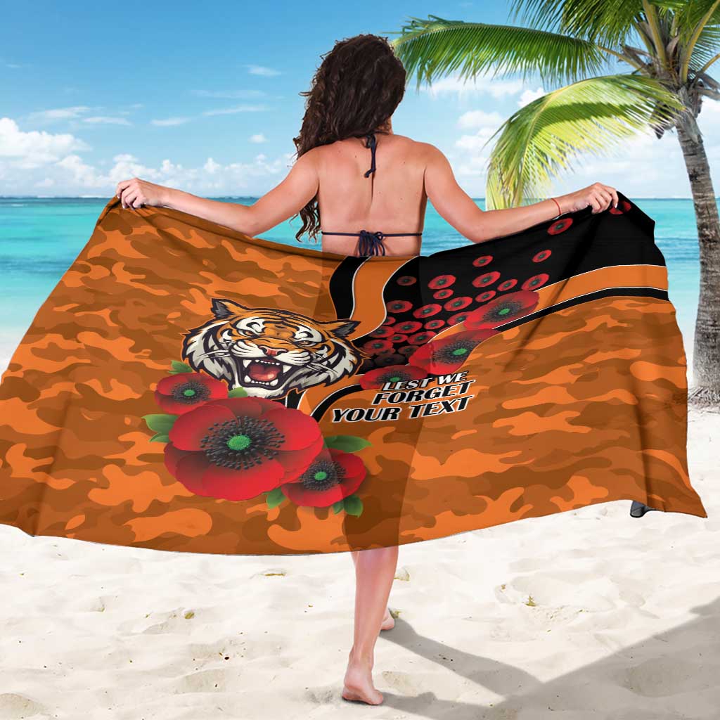Wests Tigers ANZAC Personalised Sarong Lest We Forget Poppy Camo