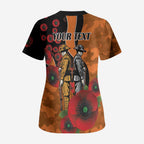 Wests Tigers ANZAC Personalised Scrub Top Lest We Forget Poppy Camo