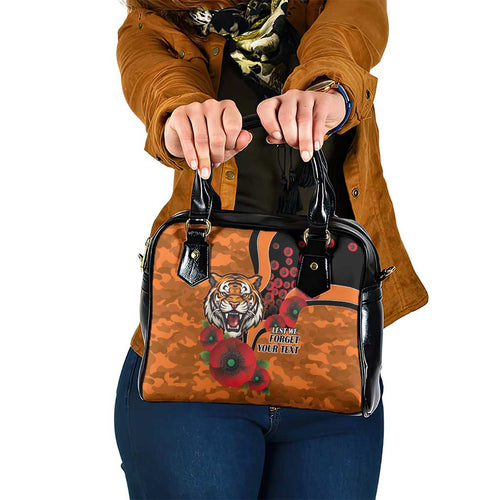 Wests Tigers ANZAC Personalised Shoulder Handbag Lest We Forget Poppy Camo