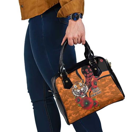 Wests Tigers ANZAC Personalised Shoulder Handbag Lest We Forget Poppy Camo